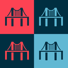 Pop art Golden gate bridge icon isolated on color background. San Francisco California United States of America. Vector Illustration.