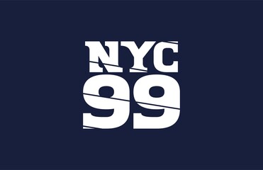 NYC 99 Letter Stripe Modern Typography Tshirt
