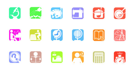 アイコン ピクトグラム　カラー　勉強　学習　グラフィック素材