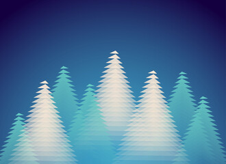 Abstract modern graphic elements. Technology concept. Blue background in a abstract form resembling a pine. Winter template for presentation, wallpaper and also card. 3D effect imitation. White blue.