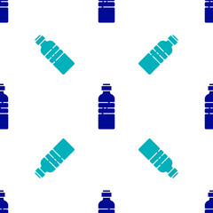 Blue Bottle of water icon isolated seamless pattern on white background. Soda aqua drink sign. Vector Illustration.