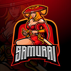 Fototapeta na wymiar Samurai girls esport logo mascot design.