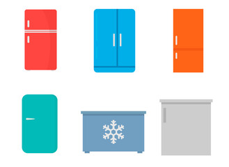 Refrigerator flat, kitchen icon, cheese slice icon, vector illustration isolated on white background