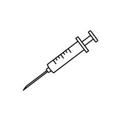 Syringe injection line icon vector