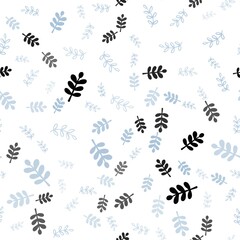 Light BLUE vector seamless natural pattern with leaves, branches. Illustration with doodles on abstract template. Pattern for trendy fabric, wallpapers.