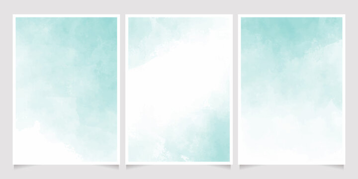 green pastel watercolor wet wash splash 5x7 invitation card background template collection