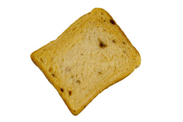 Slice of olive bread with spices isolated on white background