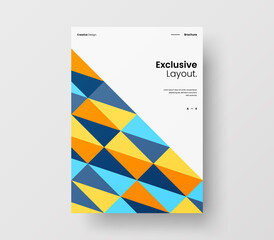 Amazing business presentation vector A4 vertical orientation front page mock up. Modern corporate report cover abstract geometric illustration design layout. Company identity brochure template.