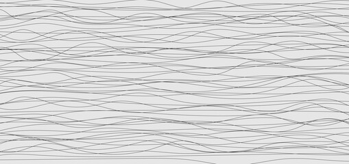 Abstract black wavy or wave lines and curves pattern on white background.