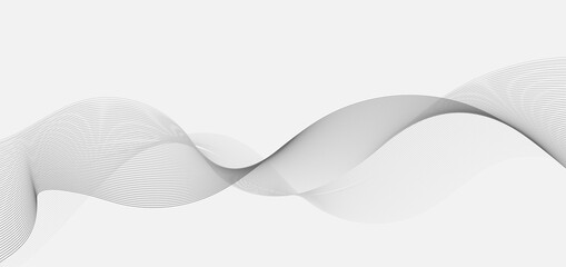 Abstract gray smooth curved wave lines on white background