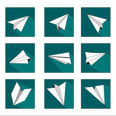 Paper airplane in flat design. Travel symbol