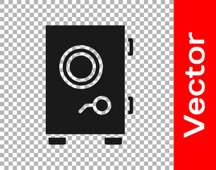Black Safe icon isolated on transparent background. The door safe a bank vault with a combination lock. Reliable Data Protection. Vector Illustration.