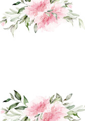 Naklejka premium Greeting card with watercolor flowers handmade.