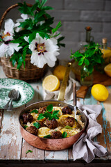 Greek Lamb Meatballs And Rice .style rustic
