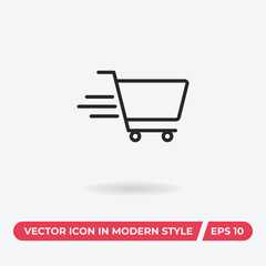 Shopping cart icon vector. Trolley sign