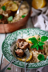 Greek Lamb Meatballs And Rice .style rustic