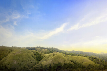Green hills with landscape view