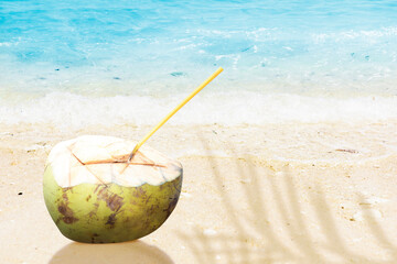 Coconut fruit on the beach