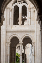 The facade of Monastery of Santa Maria d'Alcobaca (Alcobaca monastery) in Portugal, founded in Middle Ages