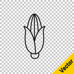 Black line Corn icon isolated on transparent background. Vector Illustration.