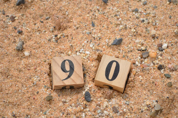 Number 90, number cube in natural concept.	
