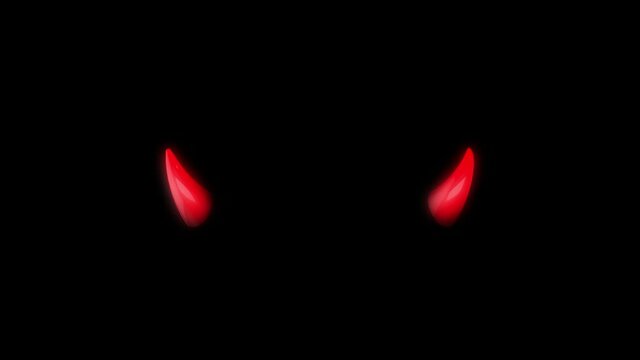 Set of 6 Red devil horn animation on transparent background. Alpha channel. Good and evil concept. Suitable for such videos as about Halloween, mystical movies, comedy, music videos, memes, etc.