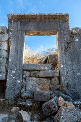 Gate and Sidyma ruins, Fethiye, Mugla, Turkey.