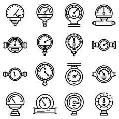 Manometer icons set. Outline set of manometer vector icons for web design isolated on white background