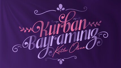 Fototapeta na wymiar Happy Feast of the Sacrifice (Turkish: Kurban Bayrami Kutlu Olsun) Billboard, e Card, Social Media Design