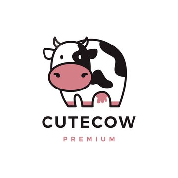 cute cow logo vector icon illustration