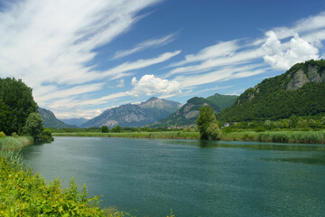 Cycleway of Adda river near Brivio