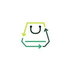 shopping bag recycle logo vector icon illustration