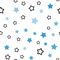 Fototapeta na wymiar Dark BLUE vector seamless cover with small and big stars. Shining colored illustration with stars. Template for business cards, websites.