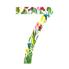 wild flowers in the form of numbers seven