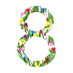 wild flowers in the form of numbers eight 