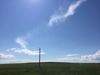 Fototapeta na wymiar Summer rural landscape with blue sky