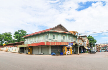 PRACHINBURI, THAILAND - July 1 2020: Old  wooden house building in Mueang Prachinburi district eastern of Thailand
