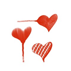 Set of watercolor graphics hearts. Computer graphics illustration