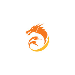 Logo template of dragon and thunder. Simple flat style. Vector logo template ready for use.