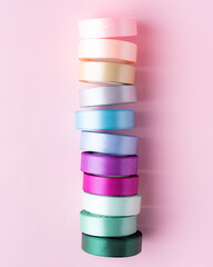 colored packing tape in rolls on colored background