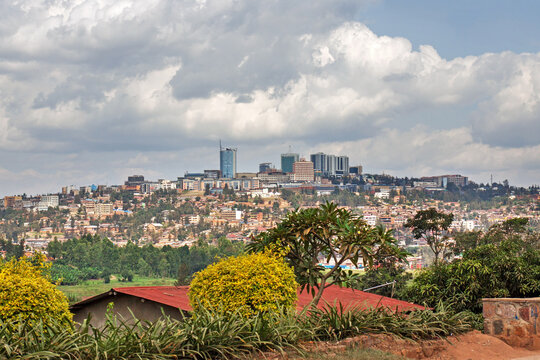 Kigali, Rwanda, skyline, seen when approaching Kigali from the north.