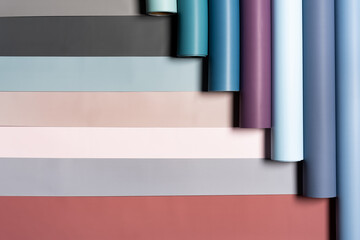 Rolls of colored wrapping paper 