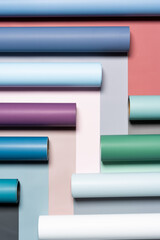 Rolls of colored wrapping paper 