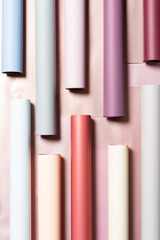 Rolls of colored wrapping paper 