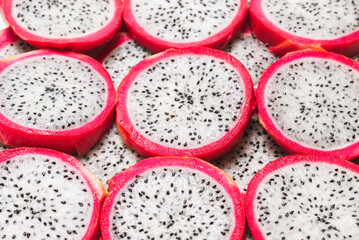 Sweet tasty dragon fruit or pitaya slices.