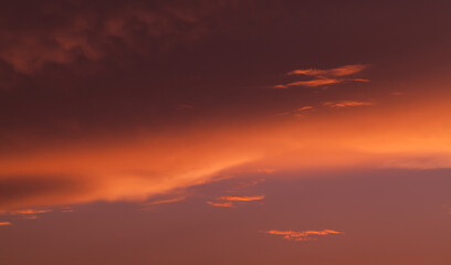 Cloudy tropical sky at sunset, natural background