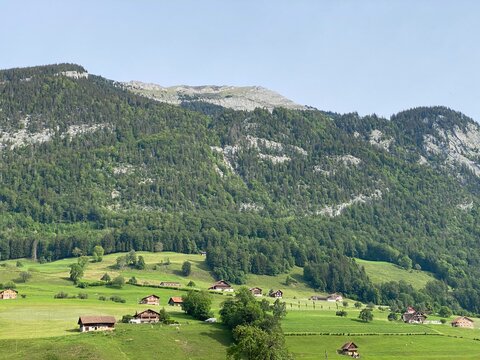 Alpine peak of Matthorn in the Swiss mountain range of Pilatus and in the Emmental Alps, Alpnach - Canton of Obwalden, Switzerland (Kanton Obwalden, Schweiz)