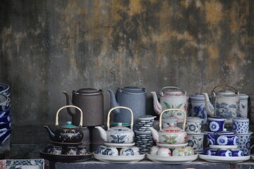 still life with tea sets