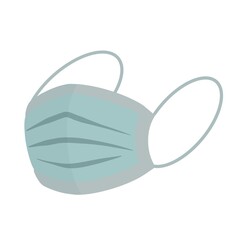 Protective surgical medical face mask  isolated on white background. Quarantine coronavirus pandemic prevention, covid-19 concept. Medicine vector icon.