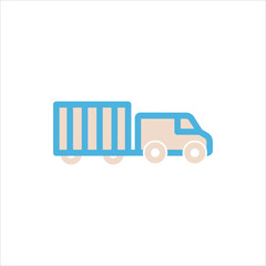 Fototapeta premium car with trailer icon flat vector logo design trendy